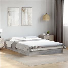 vidaXL Estrutura de cama 135x190 cm derivados de madeira cinza sonoma