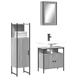 vidaXL 3 pcs Conjunto móveis casa de banho madeira proc. cinza sonoma