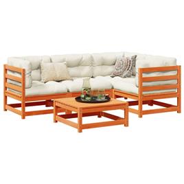 vidaXL 5 pcs conjunto de sofás de jardim pinho maciço castanho-mel