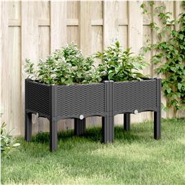 vidaXL Vaso/floreira de jardim c/ pernas 80x40x42 cm PP preto