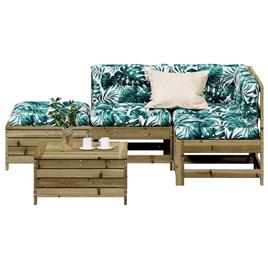 vidaXL 5 pcs conjunto lounge de jardim c/ almofadões pinho impregnado