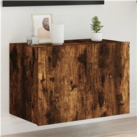 vidaXL Móvel de parede p/ TV c/ luzes LED 60x35x41 cm carvalho fumado