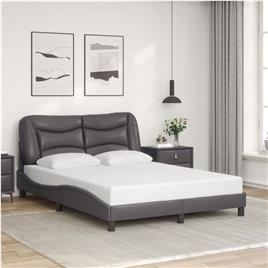 vidaXL Estrutura cama c/ cabeceira 140x200cm couro artificial cinzento