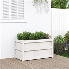 vidaXL Vaso/floreira de jardim 90x50x50 cm pinho maciço branco