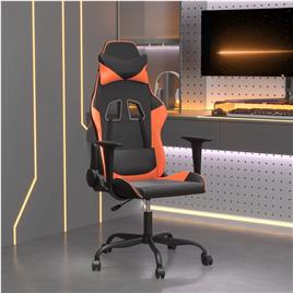 vidaXL Cadeira gaming couro artificial preto e laranja