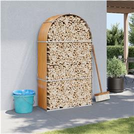 vidaXL Suporte de lenha 120x45x210 cm aço galvanizado castanho-claro