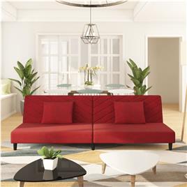 vidaXL Sofá-cama 2 lugares com duas almofadas veludo vermelho tinto