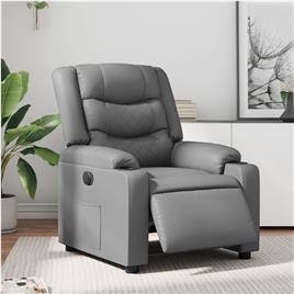 vidaXL Poltrona reclinável elétrica couro artificial cinzento
