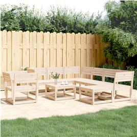 vidaXL 8 pcs conjunto lounge de jardim pinho maciço
