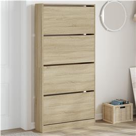 vidaXL Sapateira 4 gavetas articuladas 80x21x163,5 cm carvalho sonoma