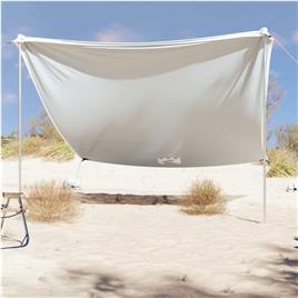 vidaXL Toldo de praia com âncoras de areia 304x300 cm cinzento