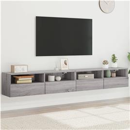 vidaXL Móveis parede TV 2pcs 100x30x30 cm deriv. madeira cinza sonoma