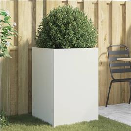 vidaXL Vaso/floreira 52x48x75 cm aço laminado a frio branco