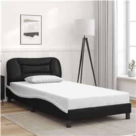 vidaXL Estrutura cama c/ cabeceira 100x200 cm couro artificial
