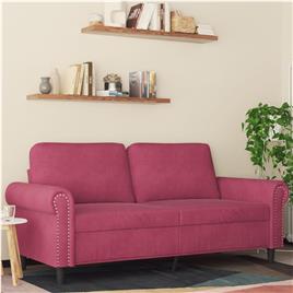 vidaXL Sofá de 2 lugares veludo 140 cm vermelho tinto
