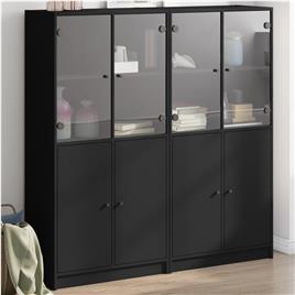 vidaXL Estante c/ portas 136x37x142 cm derivados de madeira preto