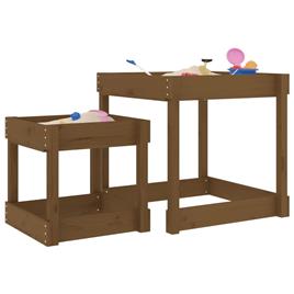 vidaXL Mesas de areia 2 pcs madeira de pinho maciça castanho mel