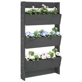 vidaXL Floreira parede c/ 3 caixas 60x18,5x110cm pinho maciço cinzento
