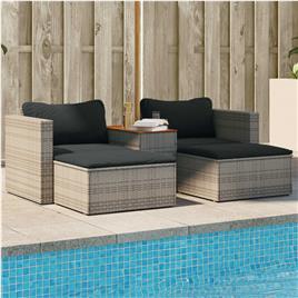 vidaXL 5 pcs conjunto sofás de jardim c/ almofadões acácia e vime PE