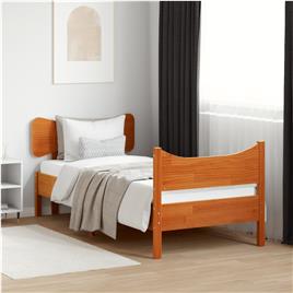 vidaXL Estrutura cama c/ cabeceira 75x190 cm pinho maciço castanho-mel