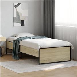 vidaXL Estrutura de cama derivados de madeira e metal carvalho sonoma