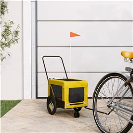 vidaXL Reboque bicicleta p/ animais tecido oxford/ferro amarelo/preto