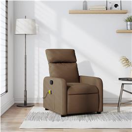 vidaXL Poltrona de massagens reclinável tecido castanho