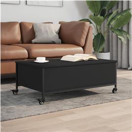 vidaXL Mesa de centro c/ rodas 91x55x34 cm derivados de madeira preto