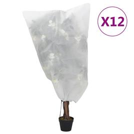 vidaXL Coberturas para plantas com cordão 12 pcs 70 g/m² 0,8x0,8 m