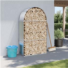 vidaXL Suporte de lenha 120x45x210 cm aço galvanizado prateado