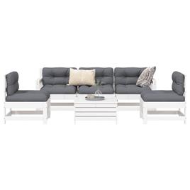 vidaXL 6 pcs conjunto sofás de jardim madeira de pinho maciça branco