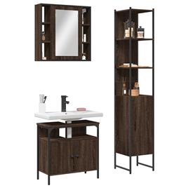 vidaXL 3 pcs conjunto móveis WC derivados de madeira carvalho castanho