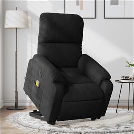 vidaXL Poltrona de massagens elétrica elevatória microfibra preto