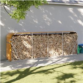 vidaXL Suporte de lenha 300x45x100 cm aço galvanizado castanho-claro