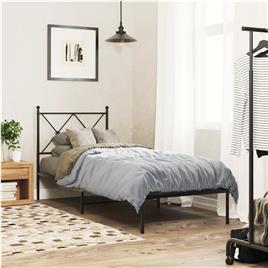 vidaXL Estrutura de cama com cabeceira 75x190 cm metal preto