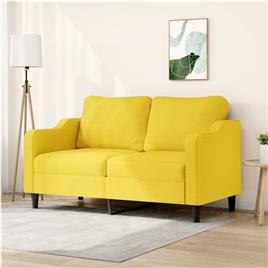 vidaXL Sofá de 2 lugares 140 cm tecido amarelo-claro
