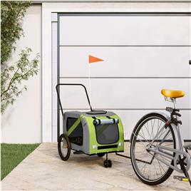 vidaXL Reboque de bicicleta p/ animais tecido oxford/ferro verde/cinza