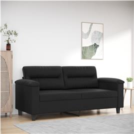 vidaXL Sofá de 2 lugares 140 cm couro artificial preto