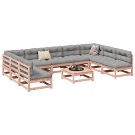 vidaXL 10pcs conj. sofás jardim c/ almofadões madeira abeto-de-douglas