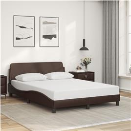 vidaXL Estrutura cama c/ cabeceira couro artificial 140x190cm castanho