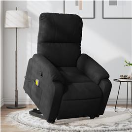 vidaXL Poltrona de massagens reclinável elevatória microfibra preto