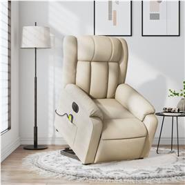 vidaXL Poltrona elétrica elevatória massagens tecido creme