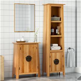vidaXL 2 pcs conjunto móveis p/ casa de banho madeira de pinho maciça