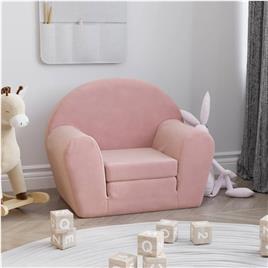 vidaXL Sofá-cama infantil de pelúcia rosa