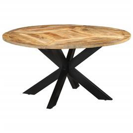 vidaXL Mesa de jantar Ø150x76 cm madeira de mangueira maciça áspera