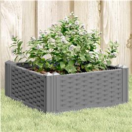 vidaXL Vaso/floreira jardim c/ estacas 42,5x42,5x28,5cm PP cinza-claro