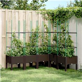 vidaXL Vaso/floreira de jardim c/ treliça 160x120x142,5 cm PP castanho