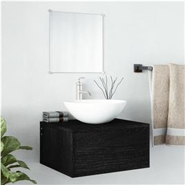 vidaXL 2 pcs conjunto móveis casa de banho derivados de madeira preto