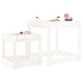 vidaXL Mesas de areia 2 pcs madeira de pinho maciça branco