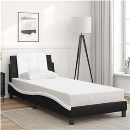 vidaXL Estrutura cama c/ cabeceira couro artif. 80x200 cm preto/branco